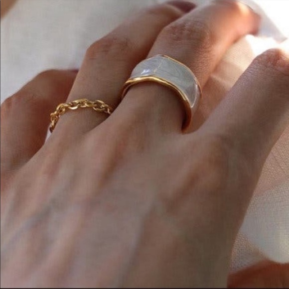 💎new White Enamel Ring 925 Stamped - Picture 6 of 12